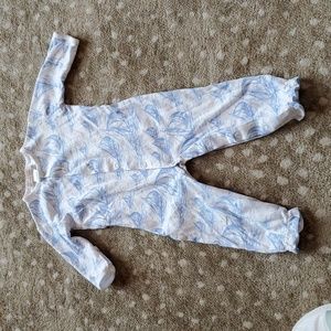 The Beaufort Bonnet Company - White w/ Blue Sail Ships & Water Onsie | 0-3M